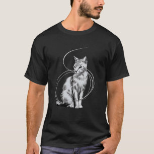 Lineart-Katze Katzenzeichnung als weißes Motiv Kör T-Shirt
