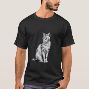 Lineart-Katze Katzenzeichnung als weißes Motiv Kör T-Shirt