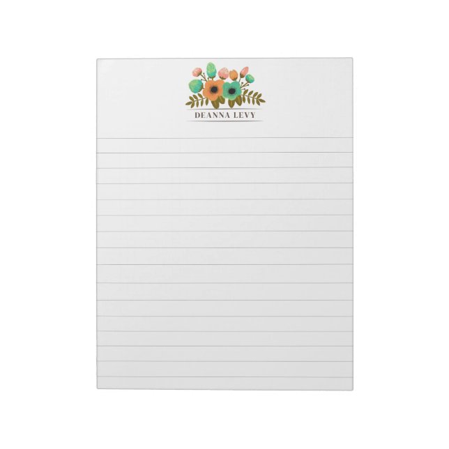 Lined Floral Bouquet Personalisiert Business Notep Notizblock (Rotiert)