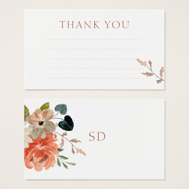 Lined Floral Wedding Vielen Dank Ihr Hinweis Einsc (Vorne & Hinten)