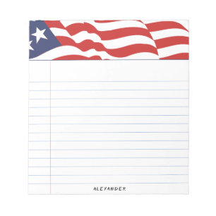 Lined Independence Day American Flag Graphic Notizblock