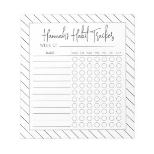 Lined Minimal Script wöchentlich Habit Tracker Not Notizblock