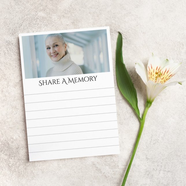 Lined Share A Memory Funerary Memorial Foto Mitteilungskarte (Von Creator hochgeladen)