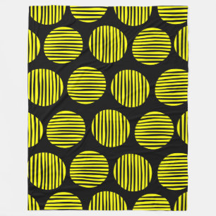 Lined Spots 190917 - Gelb auf schwarz Fleecedecke