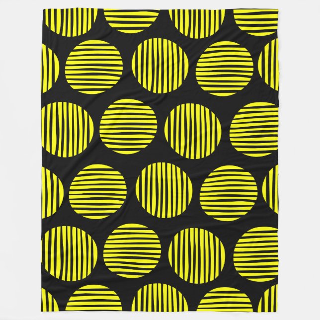 Lined Spots 190917 - Gelb auf schwarz Fleecedecke (Vorderseite)