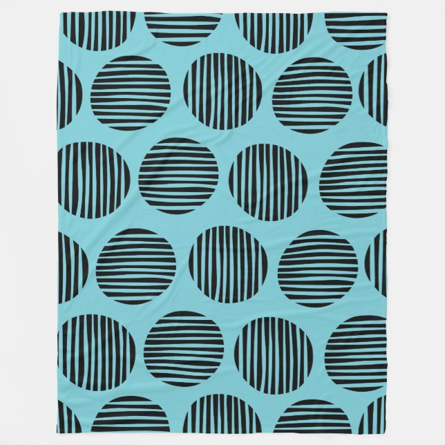 Lined Spots 190917 - Schwarz auf Robin Egg Blue Fleecedecke (Vorderseite)