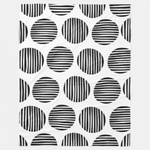 Lined Spots 190917 - Schwarz auf Weiß Fleecedecke