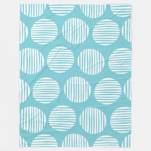 Lined Spots 190917 - White on Robin Egg Blue Fleecedecke