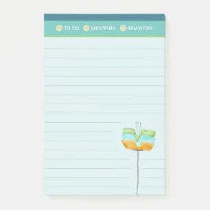 Lined Stylish Modern Blume Shopping List Post-it Klebezettel