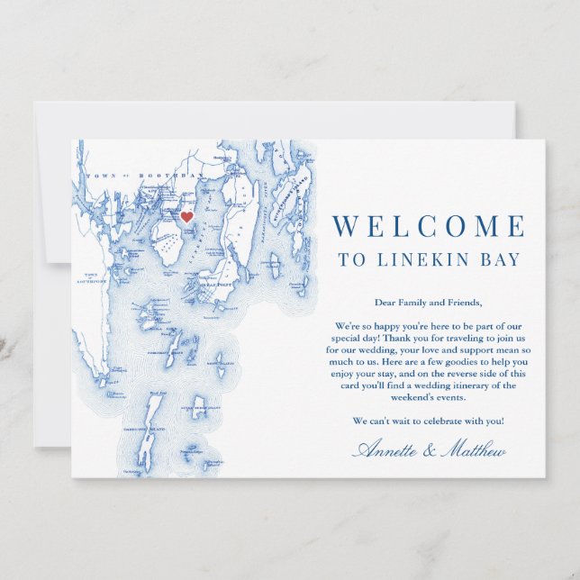 Linekin Bay Resort Maine Wedding Willkommensreise Dankeskarte (Vorderseite)