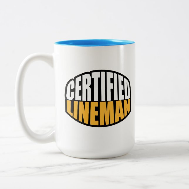 Lineman certifié Electricité Mug à café deux tons (Gauche)