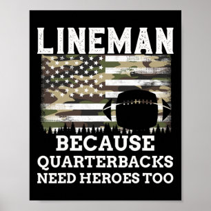 Lineman Football Geschenk Patriotic American Flag Poster