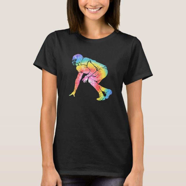 Lineman Football Player Gefärbte Krawatte Sportfuß T-Shirt (Vorderseite)