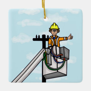 Lineman in Bucket Nom personnalisé Ornement