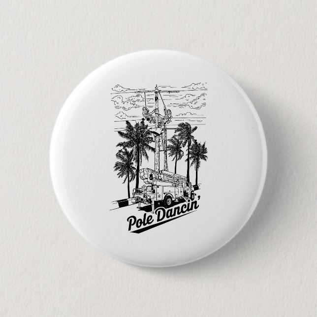 Lineman Le Dancin' Electrician Gift For Men Husban Button (Vorderseite)