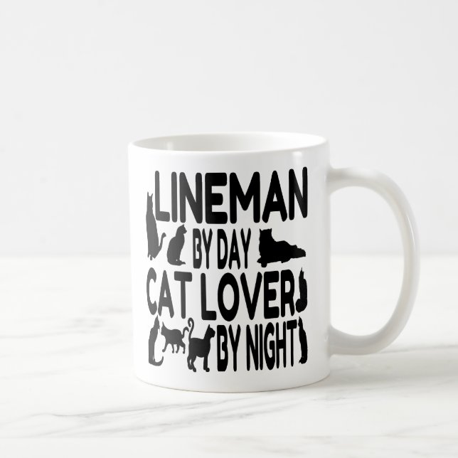 Lineman Lieben Katzen Kaffeetasse (Rechts)