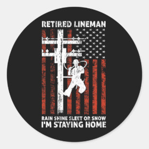 Lineman Rente 4. Juli Funny Novelty Man W Runder Aufkleber
