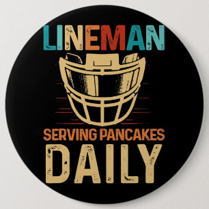 Lineman Serving Pancakes Daily Football Offensive Button