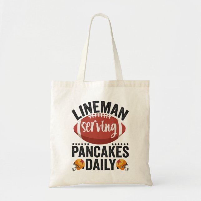 Lineman Serving Pancakes Daily Funny Football Gesc Tragetasche (Vorne)