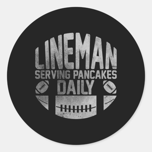 Lineman Serving Pancakes Daily Funny Football Line Runder Aufkleber (Vorderseite)