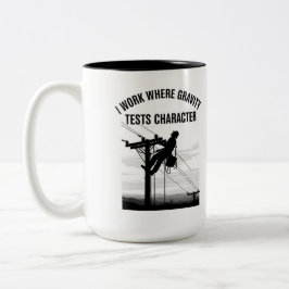 Lineman Silhouette Minimalist Electrical Worker  Zweifarbige Tasse