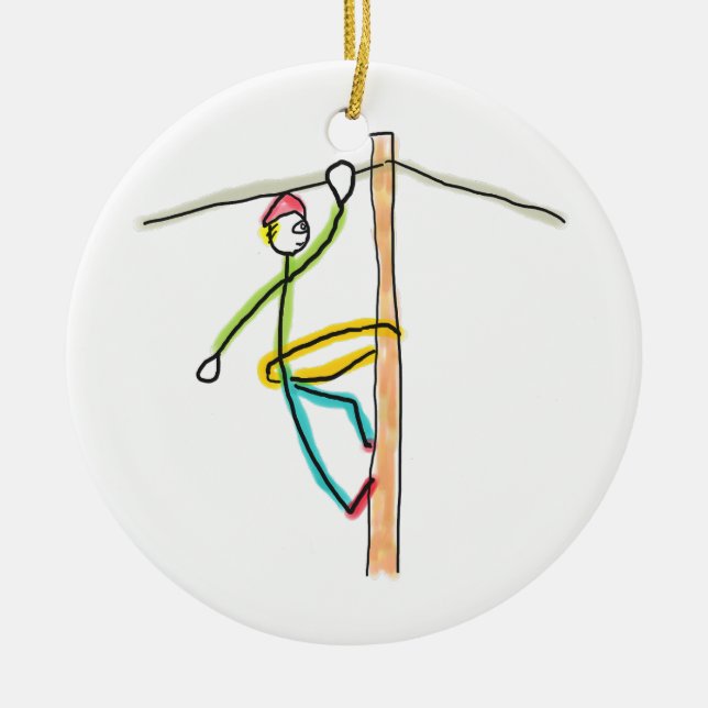 Lineman Stickman Keramik Ornament (Vorne)