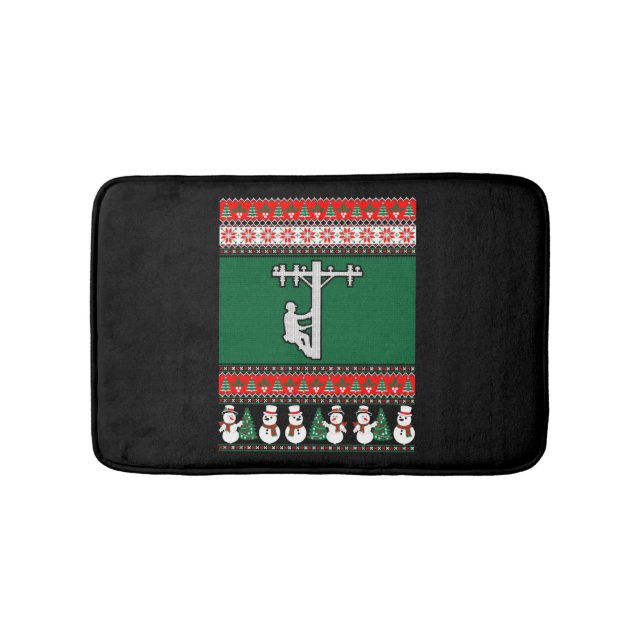 Lineman Ugly Christmas Sweater Badematte (Vorderseite)