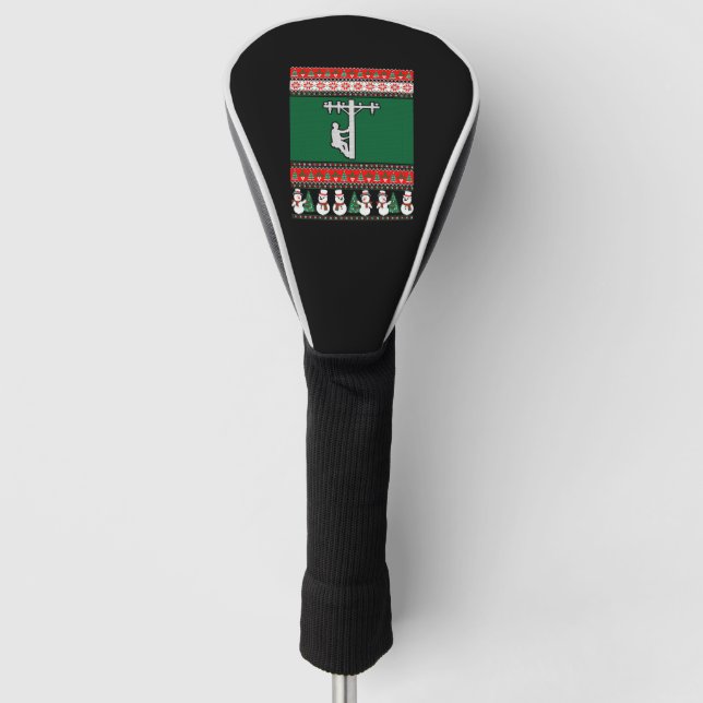 Lineman Ugly Christmas Sweater Golf Headcover (Vorderseite)