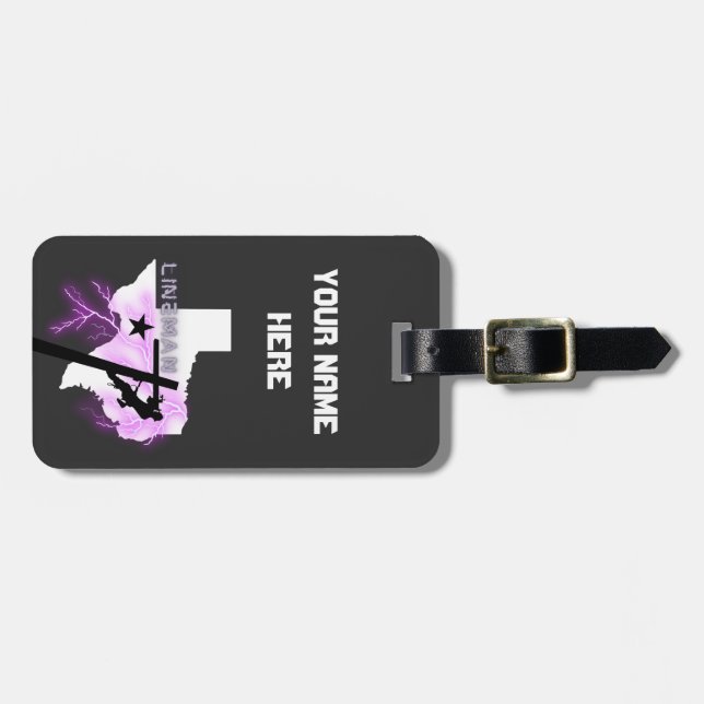 Linemen über Texas Graphic Gepäckanhänger (Vorderseite horizontal)