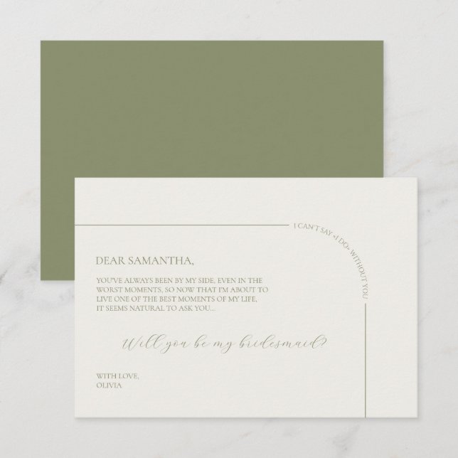 Linen Arch Minimalist Bridesmaid Proposal Card Ankündigung (Vorne/Hinten)