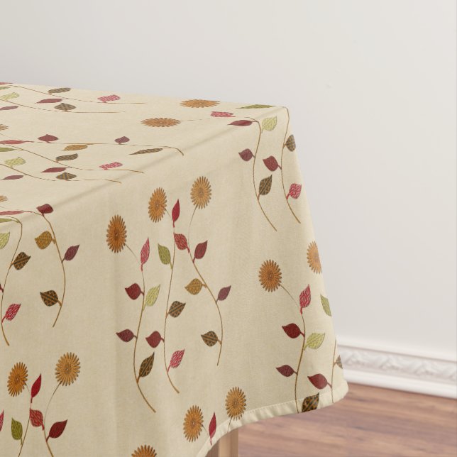 Linen Aussehen Blume Blätter Muster Tischdecke (Beispiel)