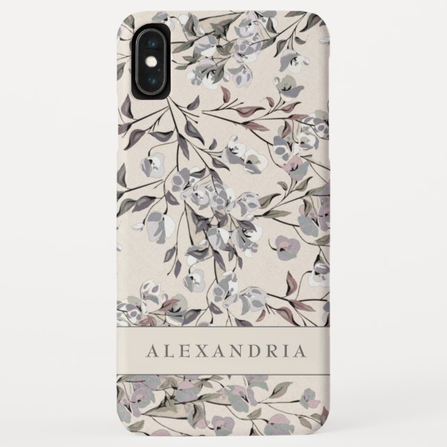 Linen Beige Floral | PERSONALISIERT Case-Mate iPhone Hülle (Rückseite)