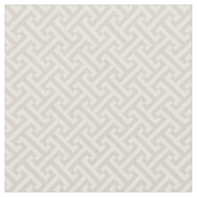 Linen Beige Griechisches Schlüsselmuster Stoff (Nahaufnahme)