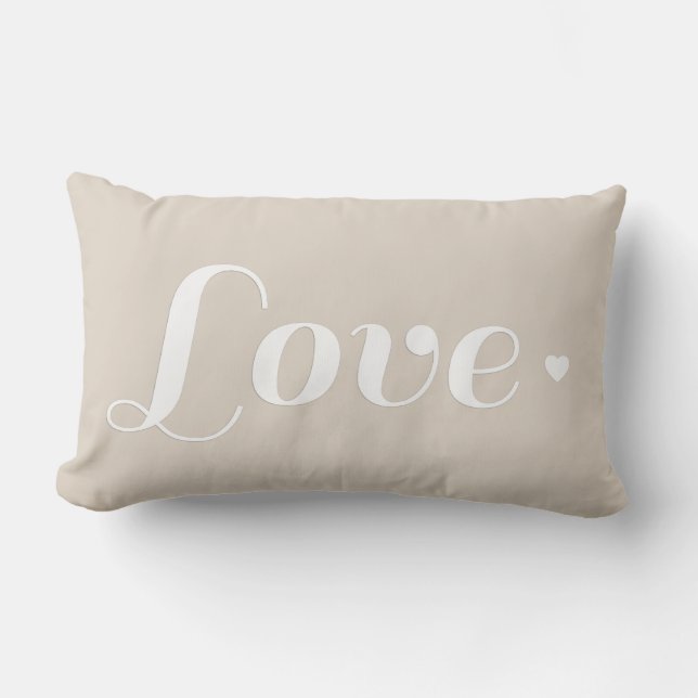 Linen Beige Liebe Lendenkissen (Vorderseite)