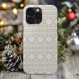 Linen Beige Messe Isle Christmas Sweater Muster iPhone 15 Pro Max Hülle