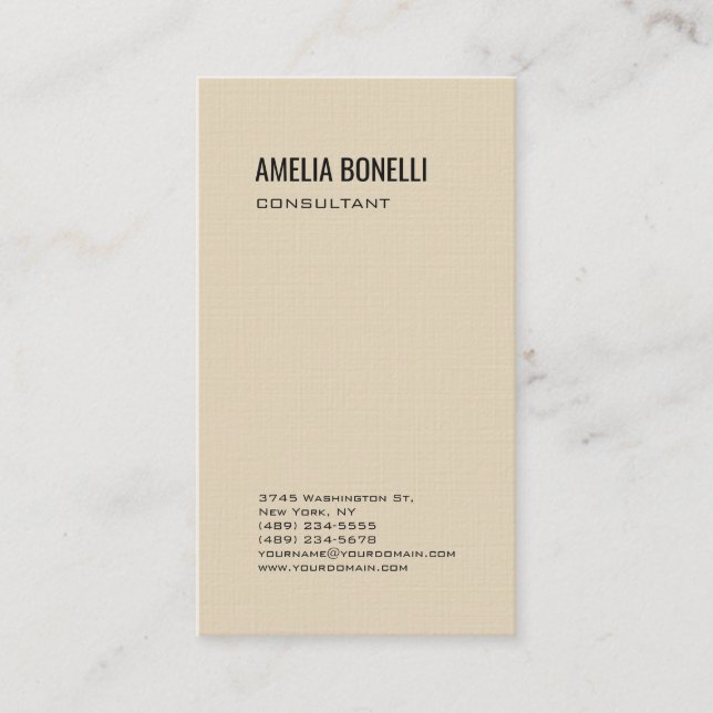 Linen Beige Moderne Minimalistisch Berufliche Visitenkarte (Vorderseite)