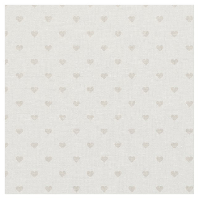 Linen Beige Polka Dot Hearts Stoff (Nahaufnahme)