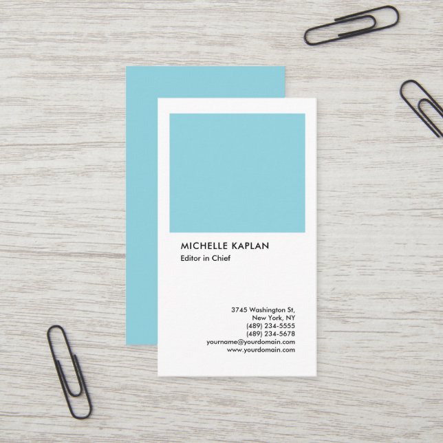 Linen Beruflich Exklusiv Special Blue White Visitenkarte (Vorderseite/Rückseite Beispiel)