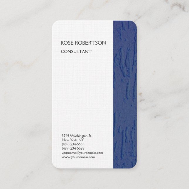 Linen Blue White Texture Minimalistisch Beruflich Visitenkarte (Vorderseite)