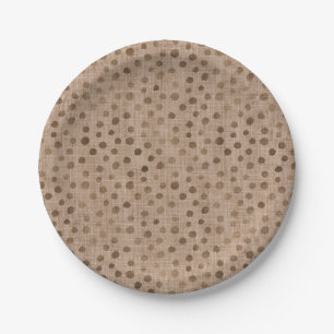 Linen Brown Dots Chic Bride Stamm Rustikal Moderne Pappteller