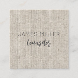 Linen Fabric Natural NAME Office zeitlos Quadratische Visitenkarte