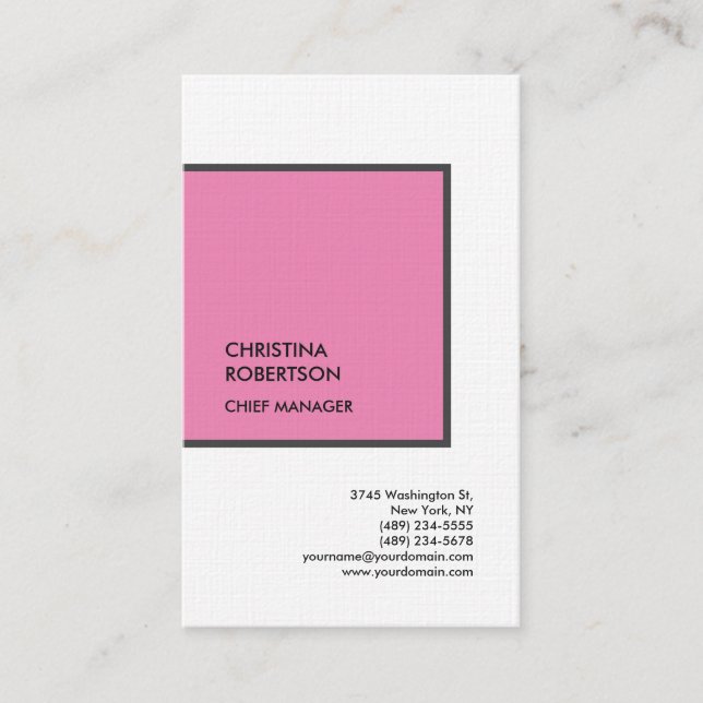 Linen Feminine Pink Grau Weiß Moderne Beruflich Visitenkarte (Vorderseite)