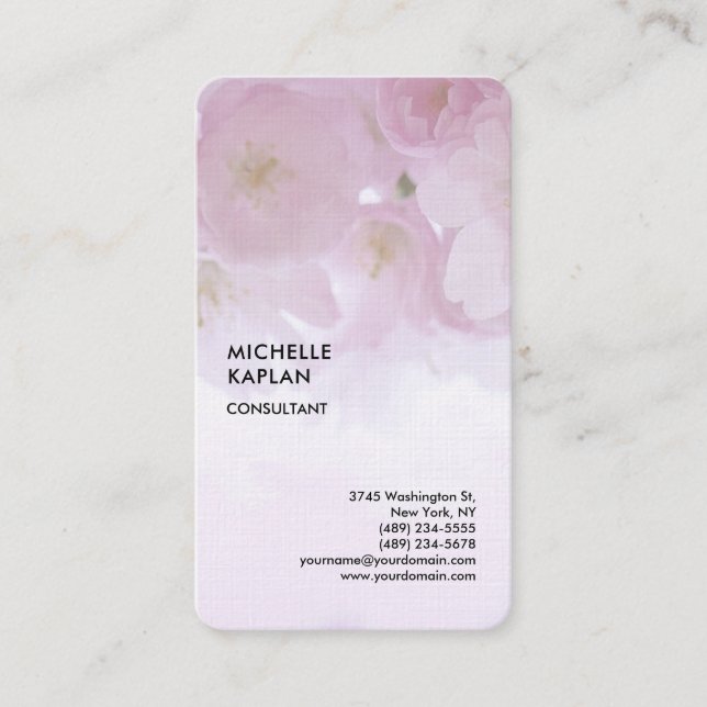 Linen Floral Beruflich Exklusive Feminine Visitenkarte (Vorderseite)