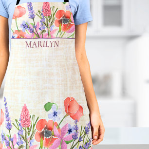 Linen floral style - Custom Mother's Day Gift Schürze