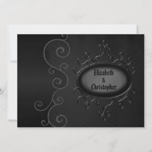 Linen Gothic Vintage Wirbel Black Wedding lädt ein Einladung