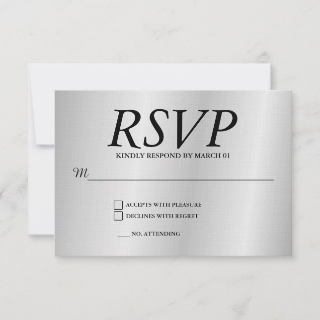 Linen Grey Wedding RSVP Response Reply Modern Card Karte (Vorderseite)