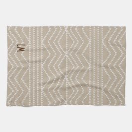 Linen Look Geometric Add Initials Monogram Geschirrtuch