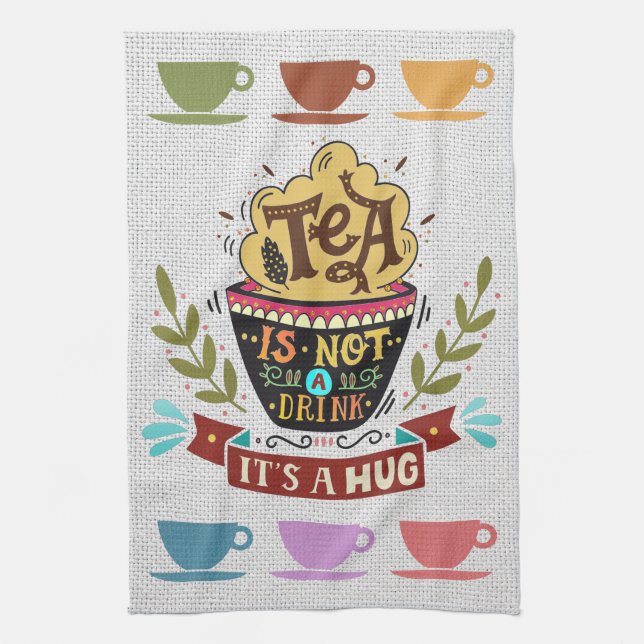 Linen Look Teacups Küchentücher (Vertikal)