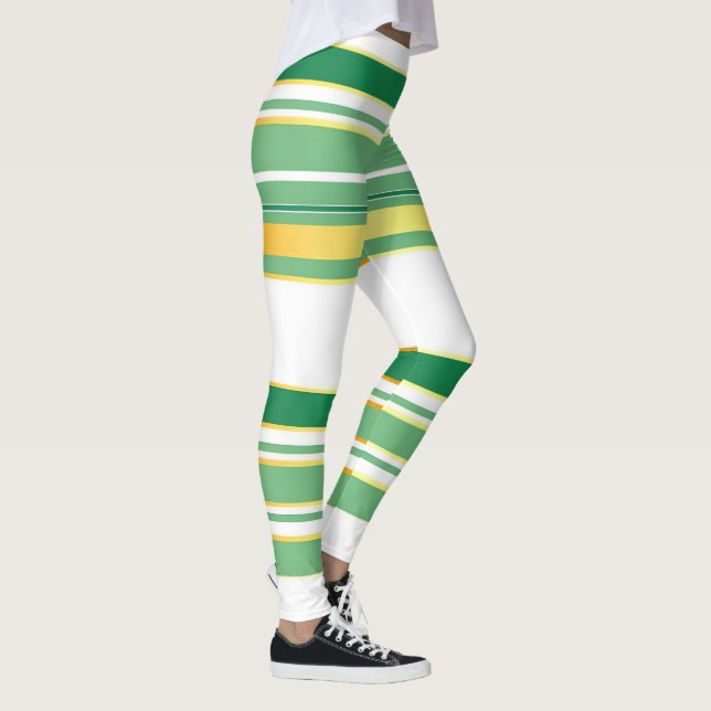 Linen Luxury populäre Green Gold Texture Collectio Leggings (Rechts)