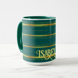 Linen Luxus moderne grüne Gold Texture Collection Tasse